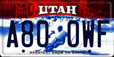 UT license plate A800WF