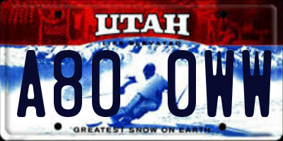 UT license plate A800WW