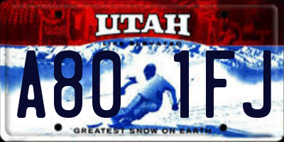 UT license plate A801FJ