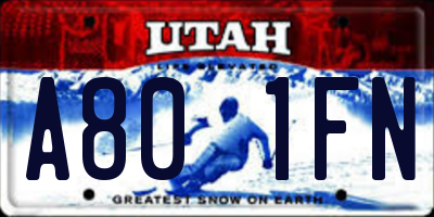 UT license plate A801FN