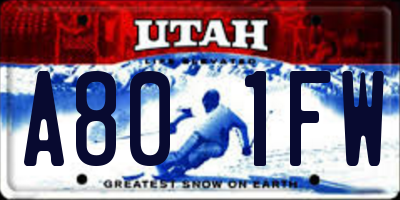 UT license plate A801FW