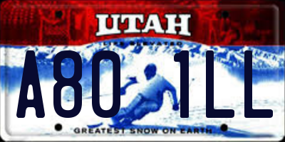 UT license plate A801LL