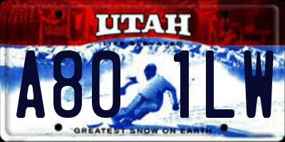 UT license plate A801LW