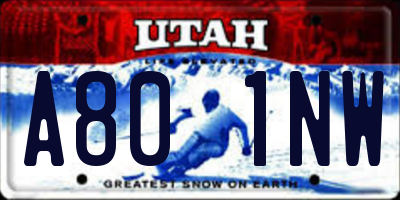 UT license plate A801NW