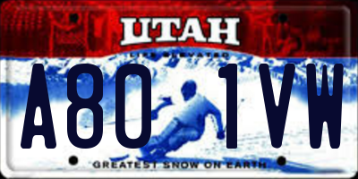 UT license plate A801VW