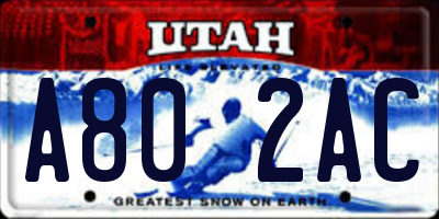 UT license plate A802AC