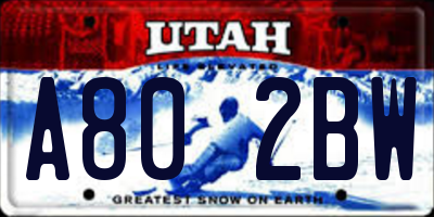 UT license plate A802BW
