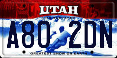 UT license plate A802DN