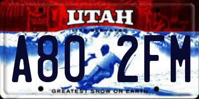 UT license plate A802FM