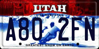 UT license plate A802FN