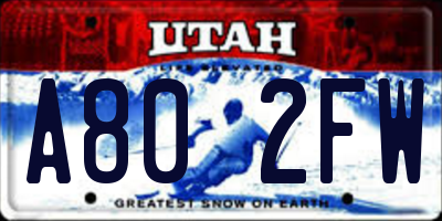 UT license plate A802FW
