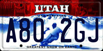 UT license plate A802GJ