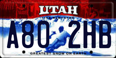 UT license plate A802HB