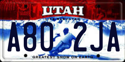 UT license plate A802JA