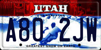 UT license plate A802JW