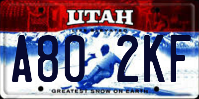UT license plate A802KF