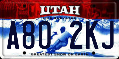 UT license plate A802KJ