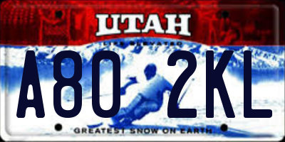 UT license plate A802KL