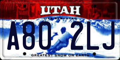 UT license plate A802LJ
