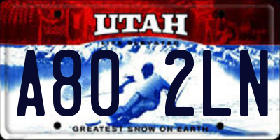 UT license plate A802LN