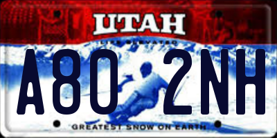 UT license plate A802NH