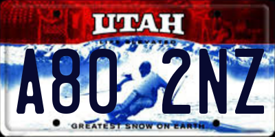 UT license plate A802NZ