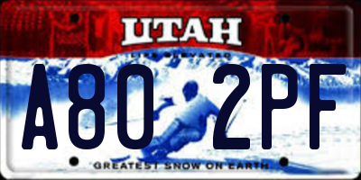 UT license plate A802PF