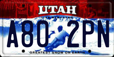 UT license plate A802PN