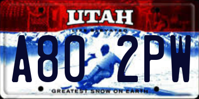 UT license plate A802PW