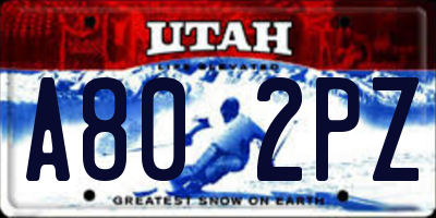 UT license plate A802PZ
