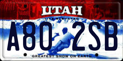 UT license plate A802SB