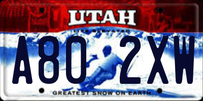 UT license plate A802XW
