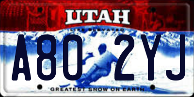 UT license plate A802YJ