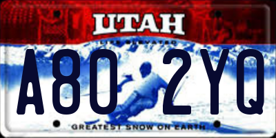 UT license plate A802YQ