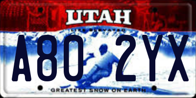 UT license plate A802YX