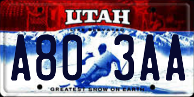 UT license plate A803AA