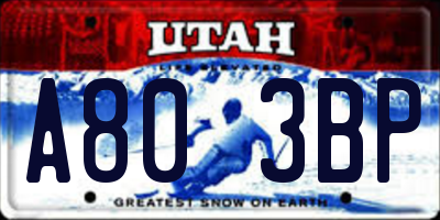 UT license plate A803BP