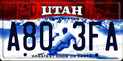 UT license plate A803FA