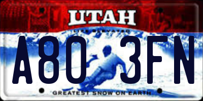 UT license plate A803FN