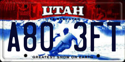 UT license plate A803FT