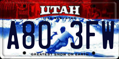 UT license plate A803FW
