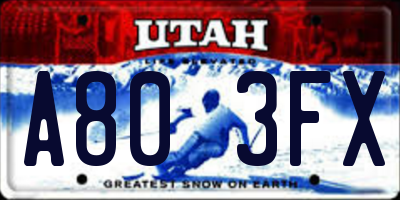 UT license plate A803FX