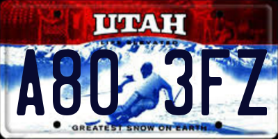UT license plate A803FZ