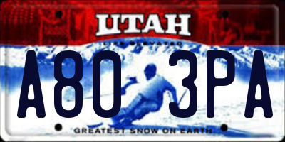 UT license plate A803PA