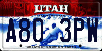 UT license plate A803PW