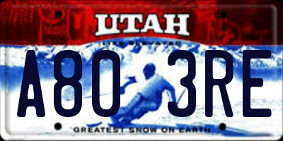 UT license plate A803RE