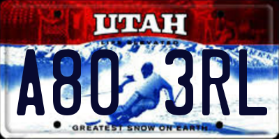 UT license plate A803RL