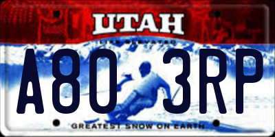 UT license plate A803RP