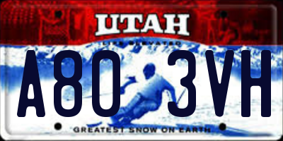 UT license plate A803VH