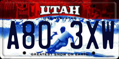 UT license plate A803XW